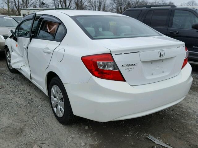 19XFB2F57CE357819 - 2012 HONDA CIVIC LX WHITE photo 3