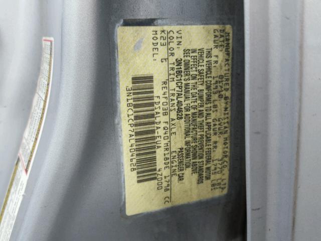 3N1BC1CP7AL404628 - 2010 NISSAN VERSA S SILVER photo 10