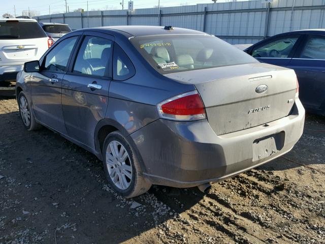 1FAHP3HNXAW163713 - 2010 FORD FOCUS SEL GRAY photo 3