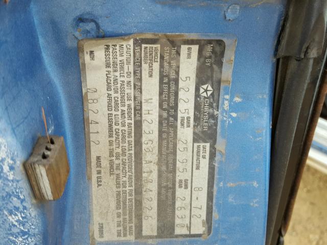 WH23G3A104226 - 1973 DODGE CHARGER WHITE photo 10