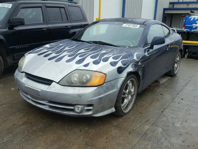 KMHHM65D83U013822 - 2003 HYUNDAI TIBURON BLUE photo 2