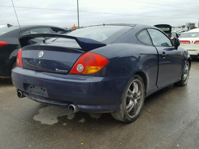 KMHHM65D83U013822 - 2003 HYUNDAI TIBURON BLUE photo 4