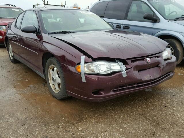 2G1WW12E349280220 - 2004 CHEVROLET MONTE CARL MAROON photo 1