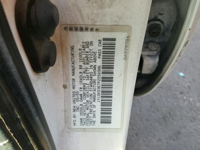 1Y1SK5367PZ056986 - 1993 GEO PRIZM BASE თეთრი ფოტო 10