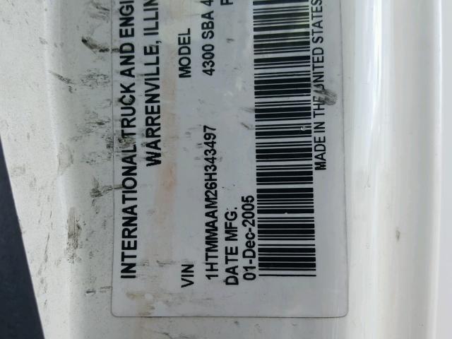 1HTMMAAM26H343497 - 2006 INTERNATIONAL 4000 4300 WHITE photo 10