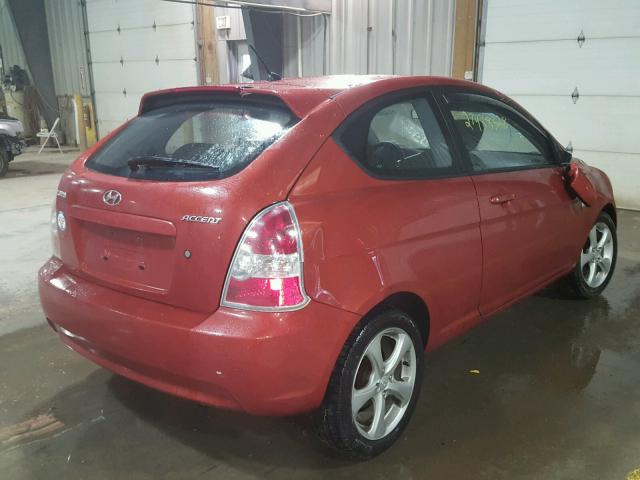 KMHCN36C37U028245 - 2007 HYUNDAI ACCENT SE RED photo 4