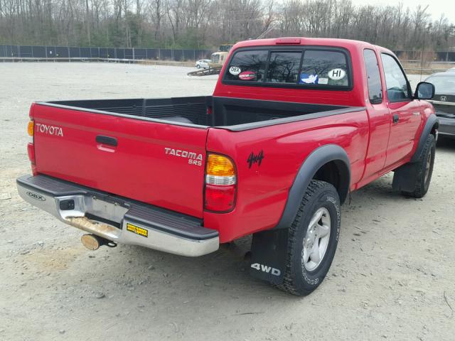 5TEWM72N81Z774319 - 2001 TOYOTA TACOMA XTR RED photo 4