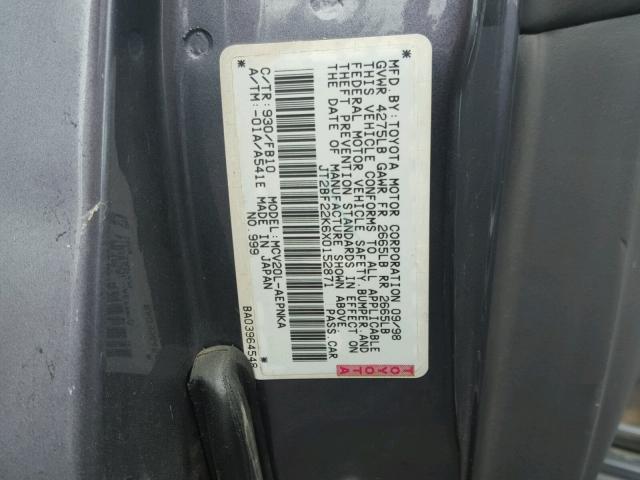 JT2BF22K6X0152871 - 1999 TOYOTA CAMRY LE GRAY photo 10