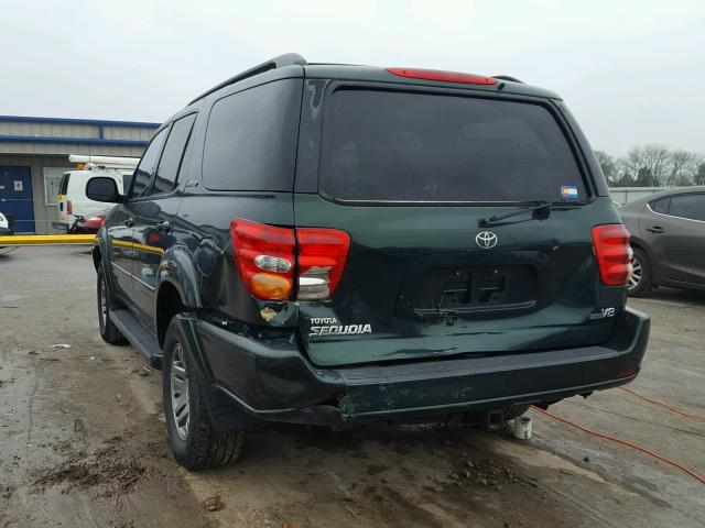 5TDZT38A23S201347 - 2003 TOYOTA SEQUOIA LI GREEN photo 3