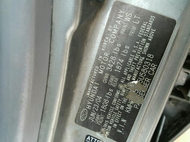 KMHCG45C45U580318 - 2005 HYUNDAI ACCENT GL GRAY photo 10