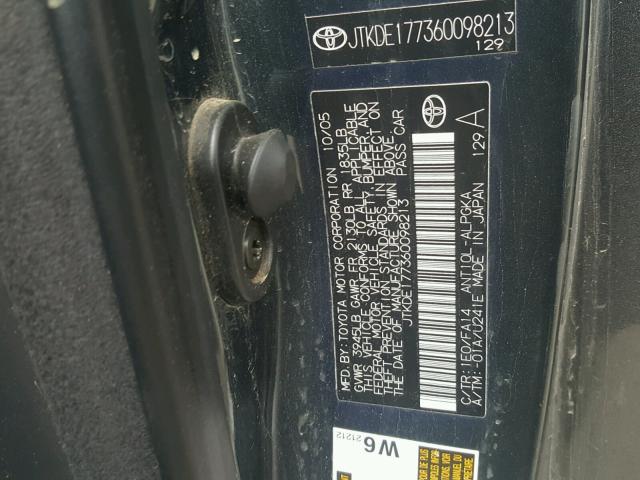 JTKDE177360098213 - 2006 TOYOTA SCION TC 灰色 照片 10