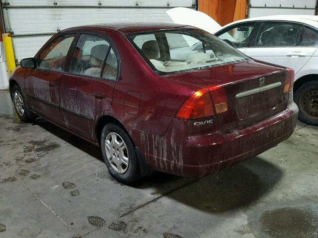 2HGES15472H924484 - 2002 HONDA CIVIC DX RED photo 3