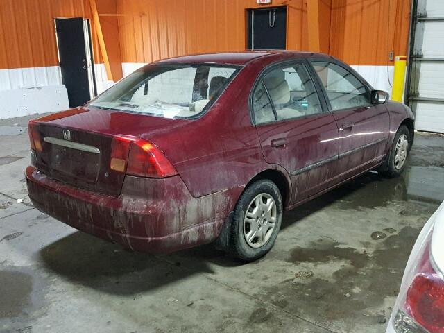 2HGES15472H924484 - 2002 HONDA CIVIC DX RED photo 4