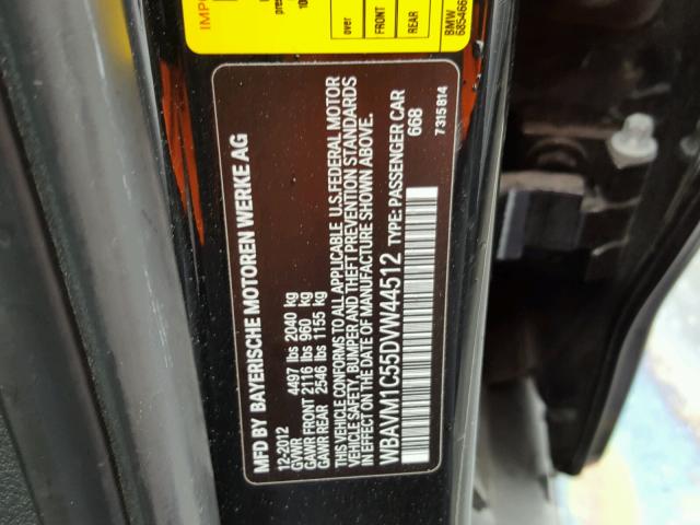 WBAVM1C55DVW44512 - 2013 BMW X1 SDRIVE2 BLACK photo 10