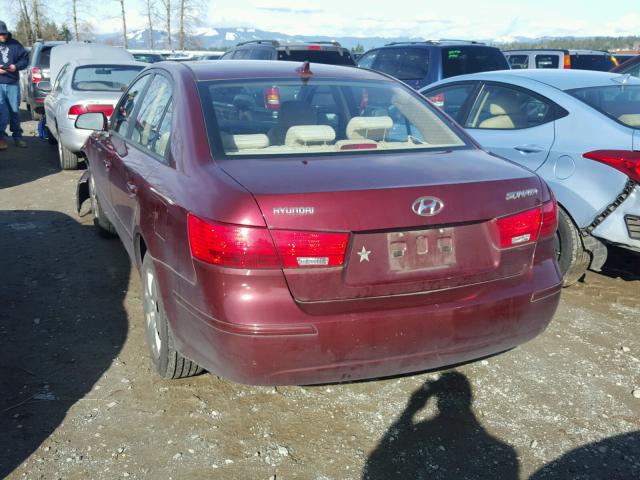 5NPET4AC3AH605812 - 2010 HYUNDAI SONATA GLS MAROON photo 3