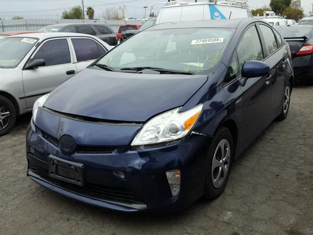 JTDKN3DU9E0376261 - 2014 TOYOTA PRIUS BLUE photo 2