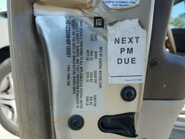 1G1ZS58N48F109027 - 2008 CHEVROLET MALIBU LS ბეჟი ფოტო 10