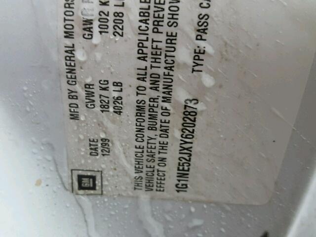 1G1NE52JXY6202873 - 2000 CHEVROLET MALIBU LS 白色 照片 10