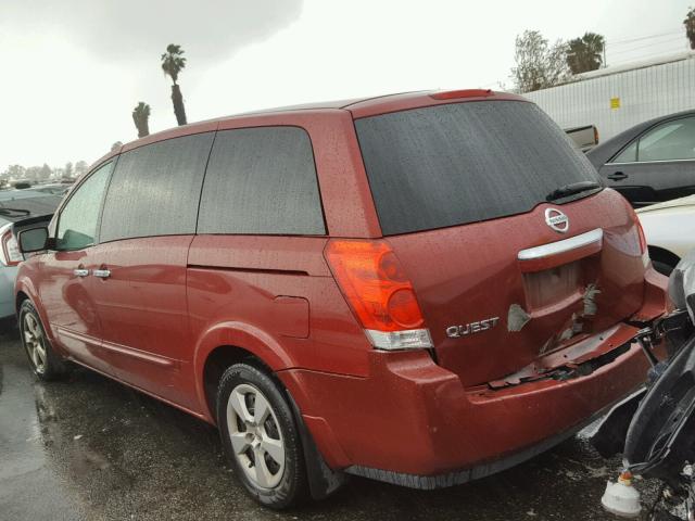 5N1BV28U07N126039 - 2007 NISSAN QUEST S RED photo 3