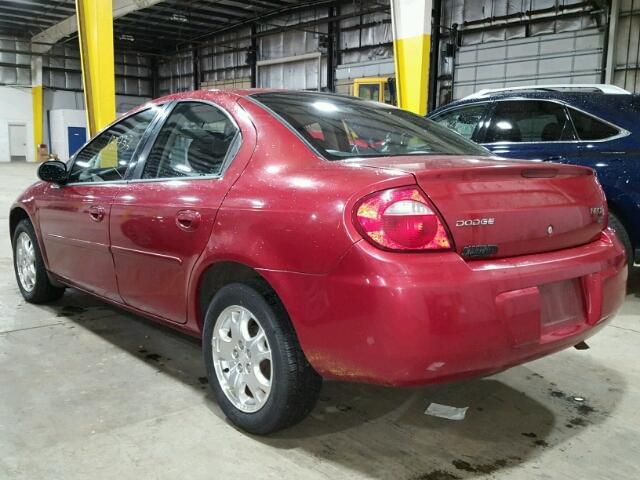 1B3ES56C44D541700 - 2004 DODGE NEON SXT RED photo 3