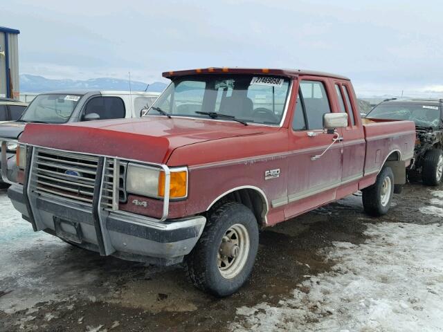 1FTEX14H8LKA28483 - 1990 FORD F150 RED photo 2