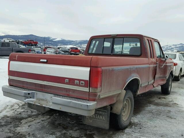 1FTEX14H8LKA28483 - 1990 FORD F150 RED photo 4