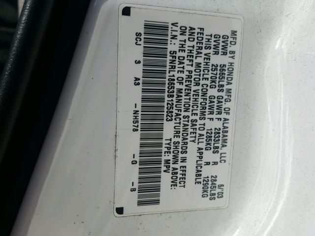 5FNRL18653B125823 - 2003 HONDA ODYSSEY EX WHITE photo 10