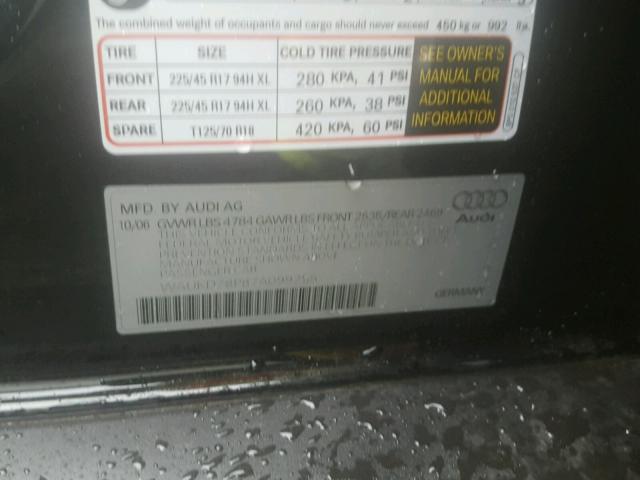 WAUKD78P87A099255 - 2007 AUDI A3 S-LINE BLACK photo 10