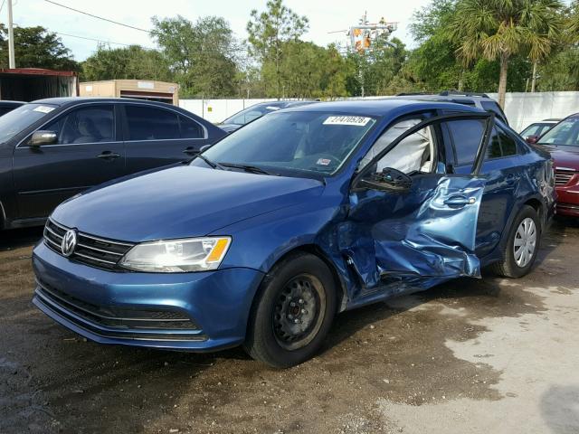 3VW2K7AJ6FM288242 - 2015 VOLKSWAGEN JETTA BASE 蓝色 照片 2