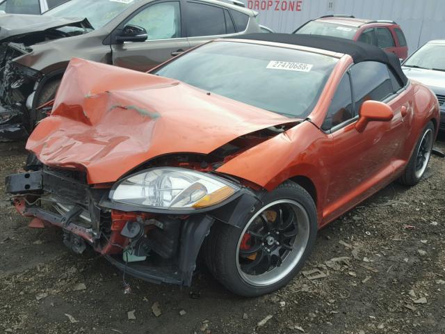 4A3AL35T77E009708 - 2007 MITSUBISHI ECLIPSE SP ORANGE photo 2