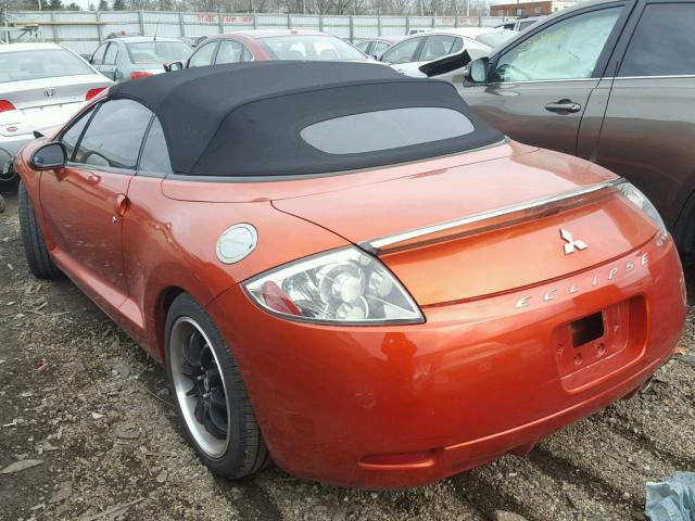 4A3AL35T77E009708 - 2007 MITSUBISHI ECLIPSE SP ORANGE photo 3