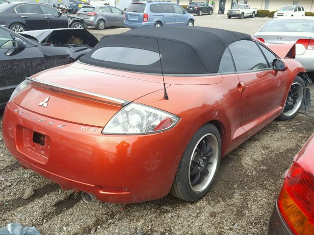 4A3AL35T77E009708 - 2007 MITSUBISHI ECLIPSE SP ORANGE photo 4