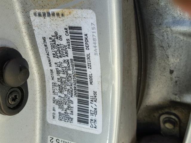 1NXBR32E58Z034699 - 2008 TOYOTA COROLLA CE SILVER photo 10