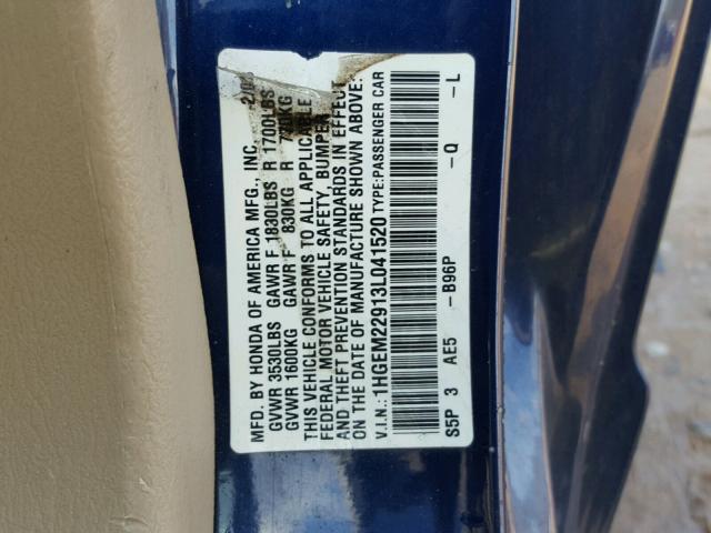 1HGEM22913L041520 - 2003 HONDA CIVIC EX BLUE photo 10