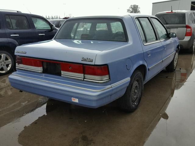 3P3AA4639RT248046 - 1994 PLYMOUTH ACCLAIM BLUE photo 4