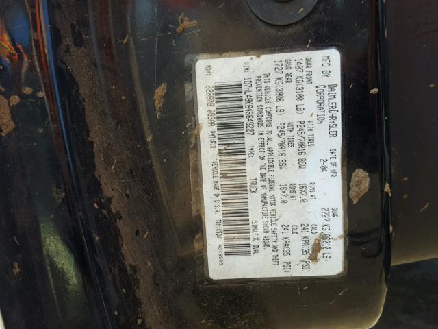 1D7HL48K64S649227 - 2004 DODGE DAKOTA QUA BLACK photo 10