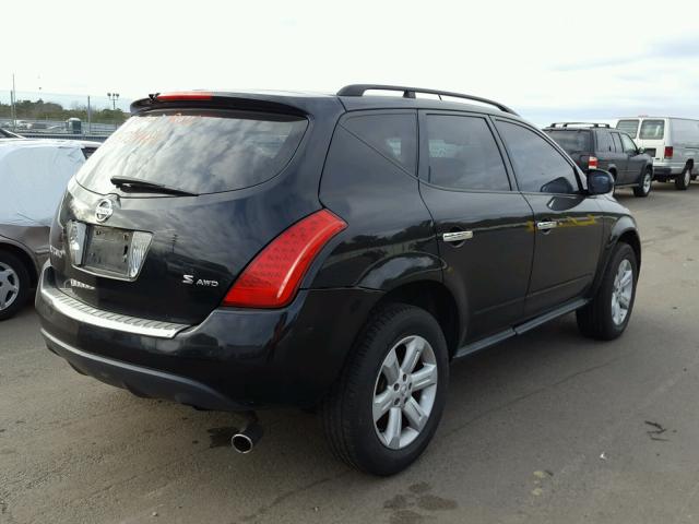 JN8AZ08W47W641487 - 2007 NISSAN MURANO SL BLACK photo 4