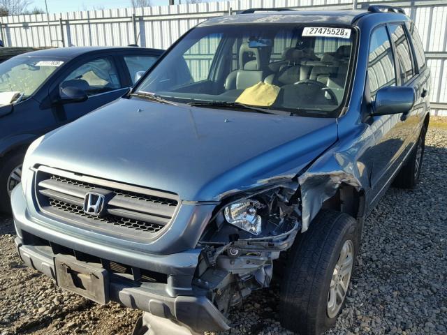 2HKYF18515H554021 - 2005 HONDA PILOT EXL BLUE photo 2