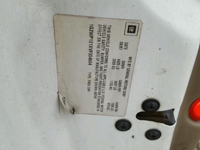 1G2WP121XVF354604 - 1997 PONTIAC GRAND PRIX WHITE photo 10
