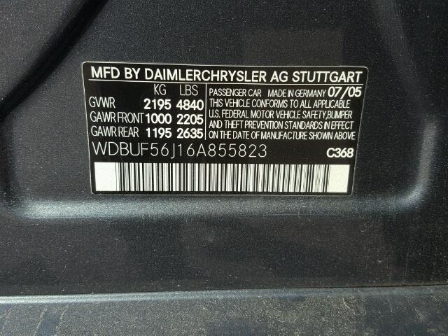 WDBUF56J16A855823 - 2006 MERCEDES-BENZ E 350 GRAY photo 10