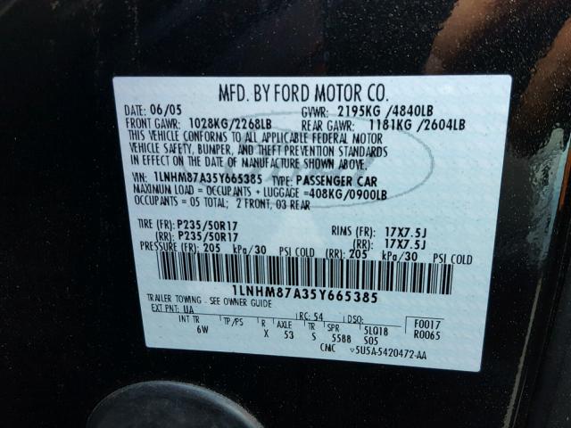 1LNHM87A35Y665385 - 2005 LINCOLN LS 黑色 照片 10