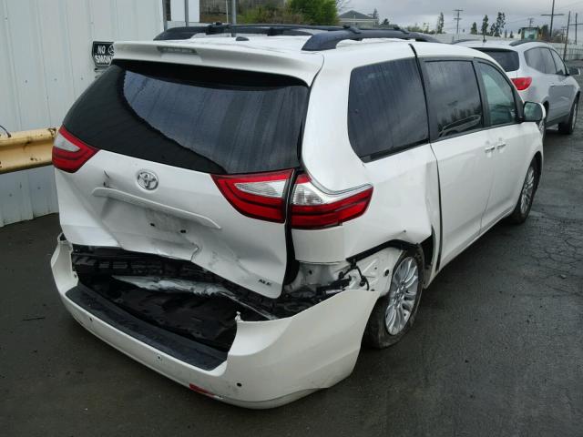 5TDYK3DC1FS604455 - 2015 TOYOTA SIENNA XLE WHITE photo 4