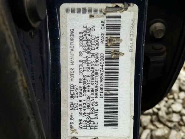 1Y1SK5265VZ449903 - 1997 GEO PRIZM BASE BLUE photo 10