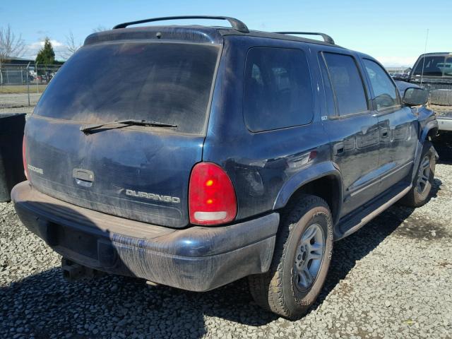 1B4HS48N02F199794 - 2002 DODGE DURANGO SL BLUE photo 4