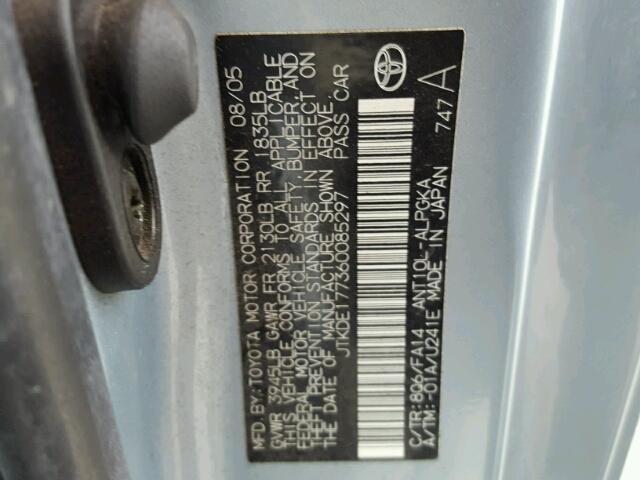 JTKDE177360085297 - 2006 TOYOTA SCION TC 蓝色 照片 10