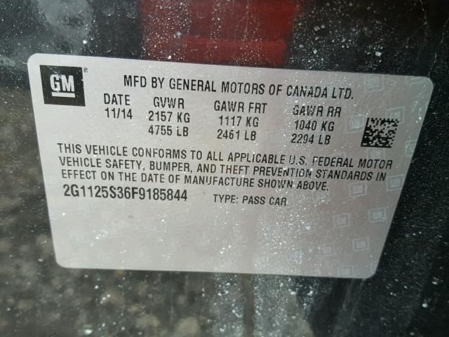 2G1125S36F9185844 - 2015 CHEVROLET IMPALA LT CHARCOAL photo 10