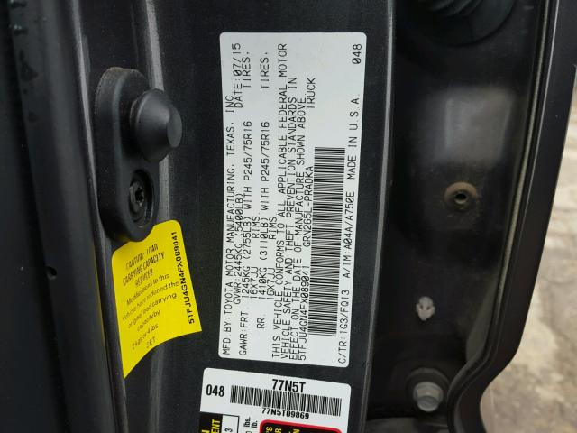 5TFJU4GN4FX089041 - 2015 TOYOTA TACOMA DOU GRAY photo 10