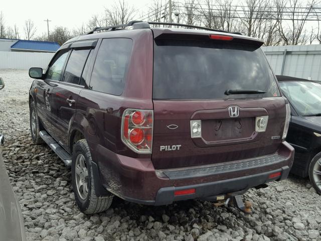 5FNYF18457B016320 - 2007 HONDA PILOT EX MAROON photo 3