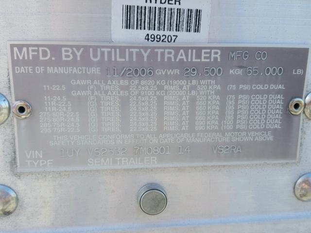 1UYVS25327M080114 - 2007 UTILITY TRAILER WHITE photo 10