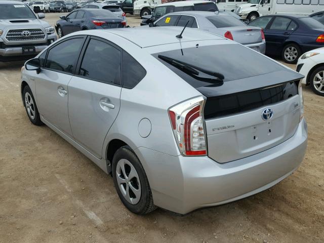 JTDKN3DUXD5571500 - 2013 TOYOTA PRIUS SILVER photo 3